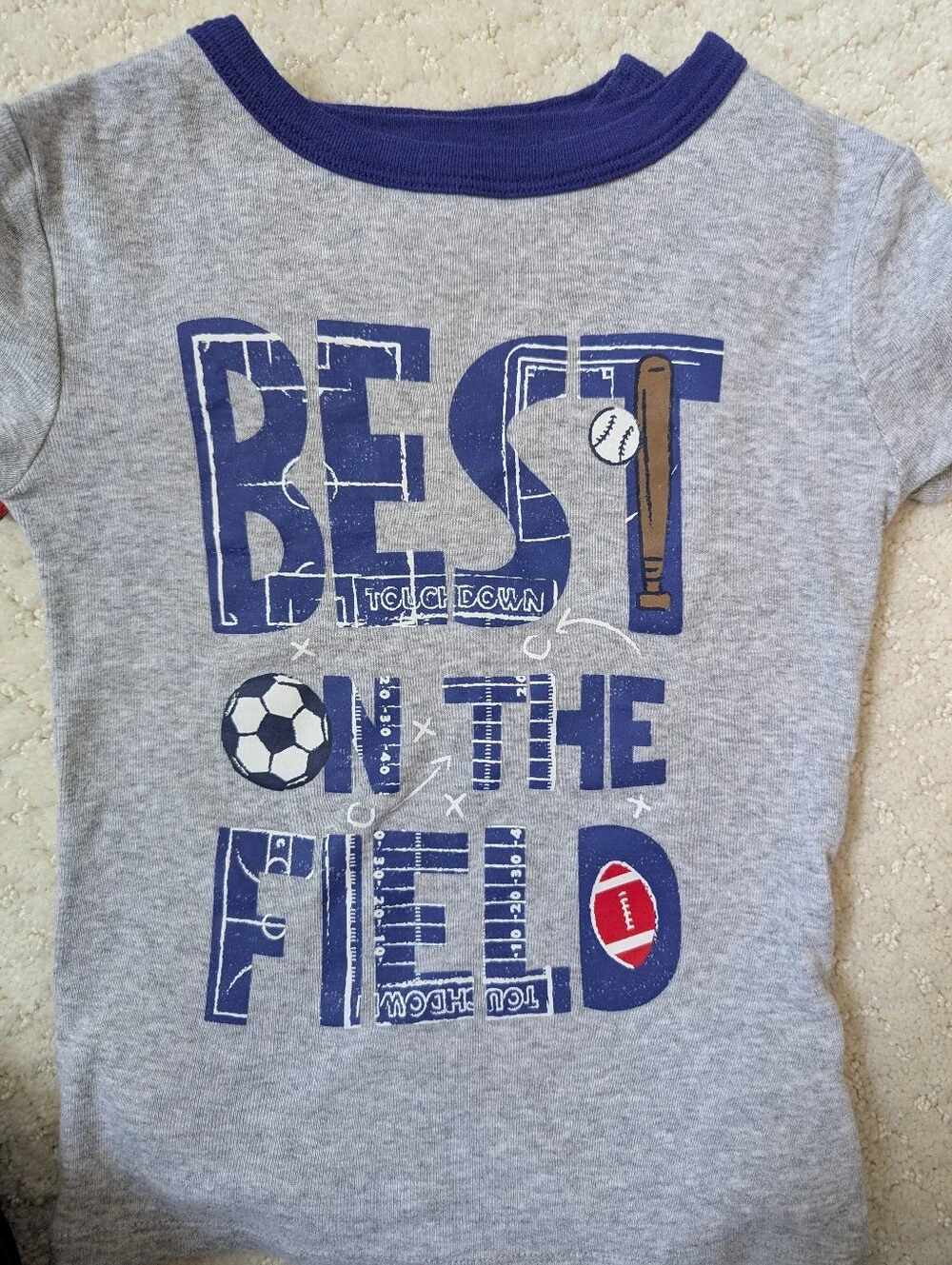 Cat & Jack Toddler Sports Theme Sleepwear Set (3pcs) - Red & Navy Size 4t